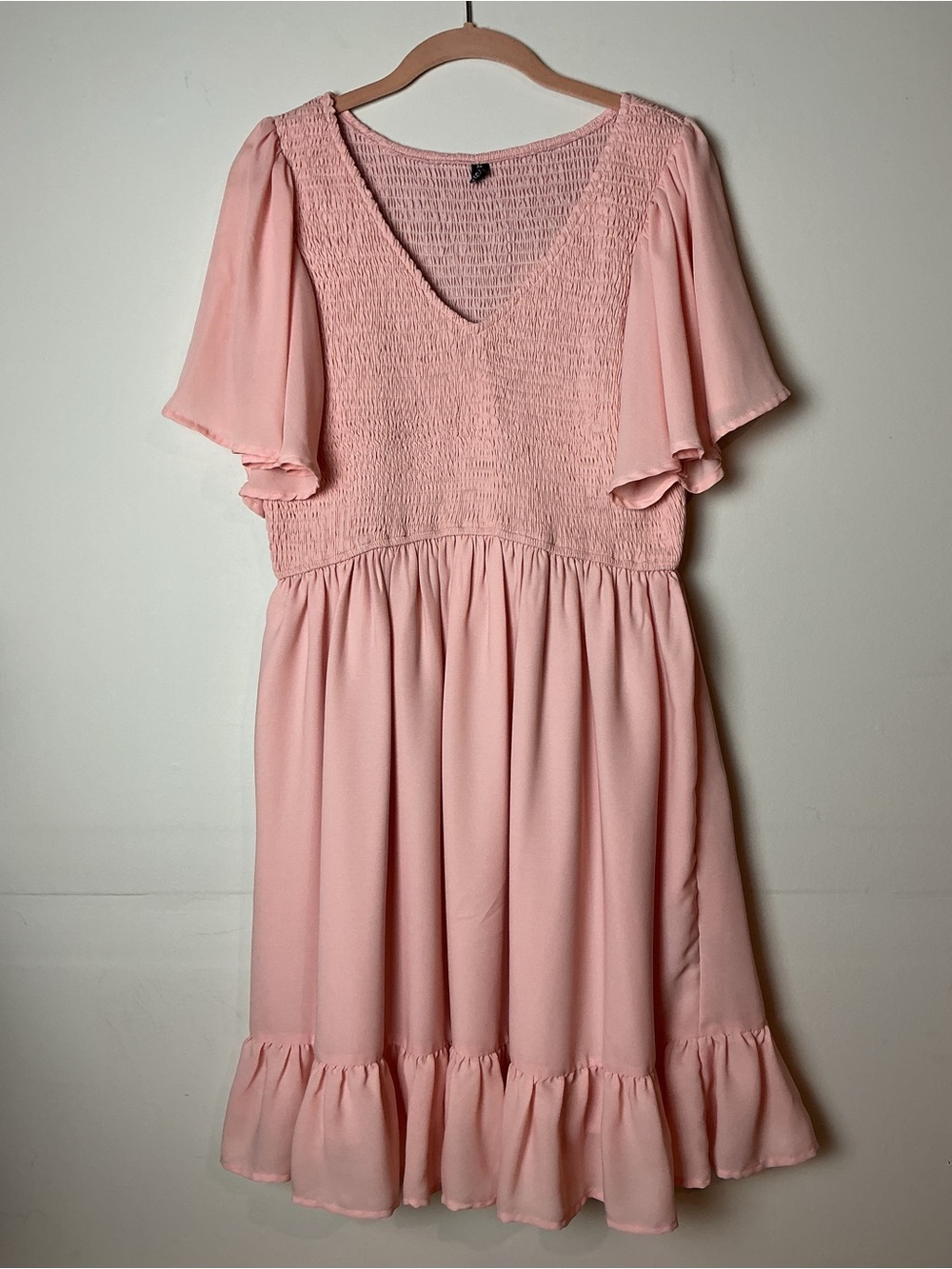 Lillusory Smocked V-Neck Flutter Sleeve Mini Dress Size XL Fairy Whimsigoth